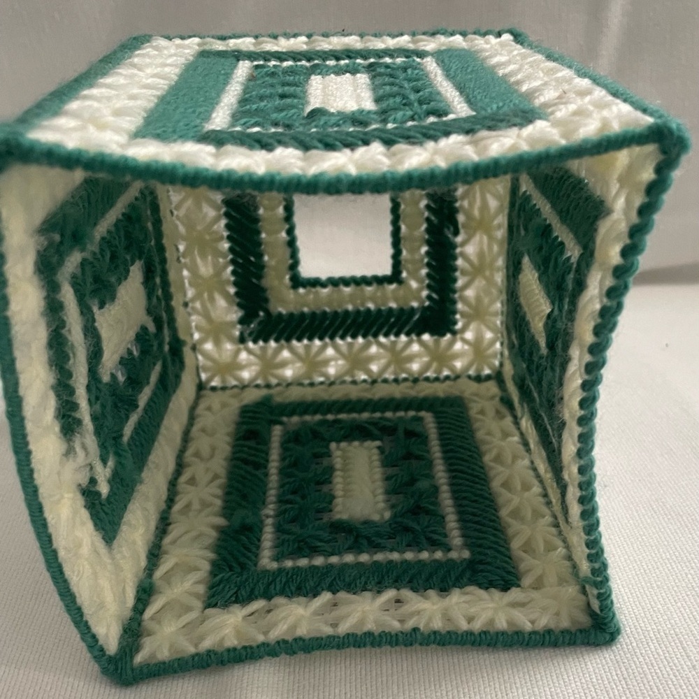 Set of 3 Handmade Needlepoint Plastic Canvas Tissue Box Cover multi color - Picture 5 of 14